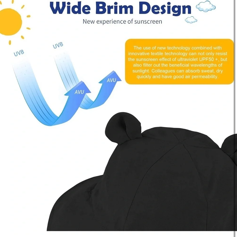 Kids' Black and White Bear Ear Disney Sun Hats